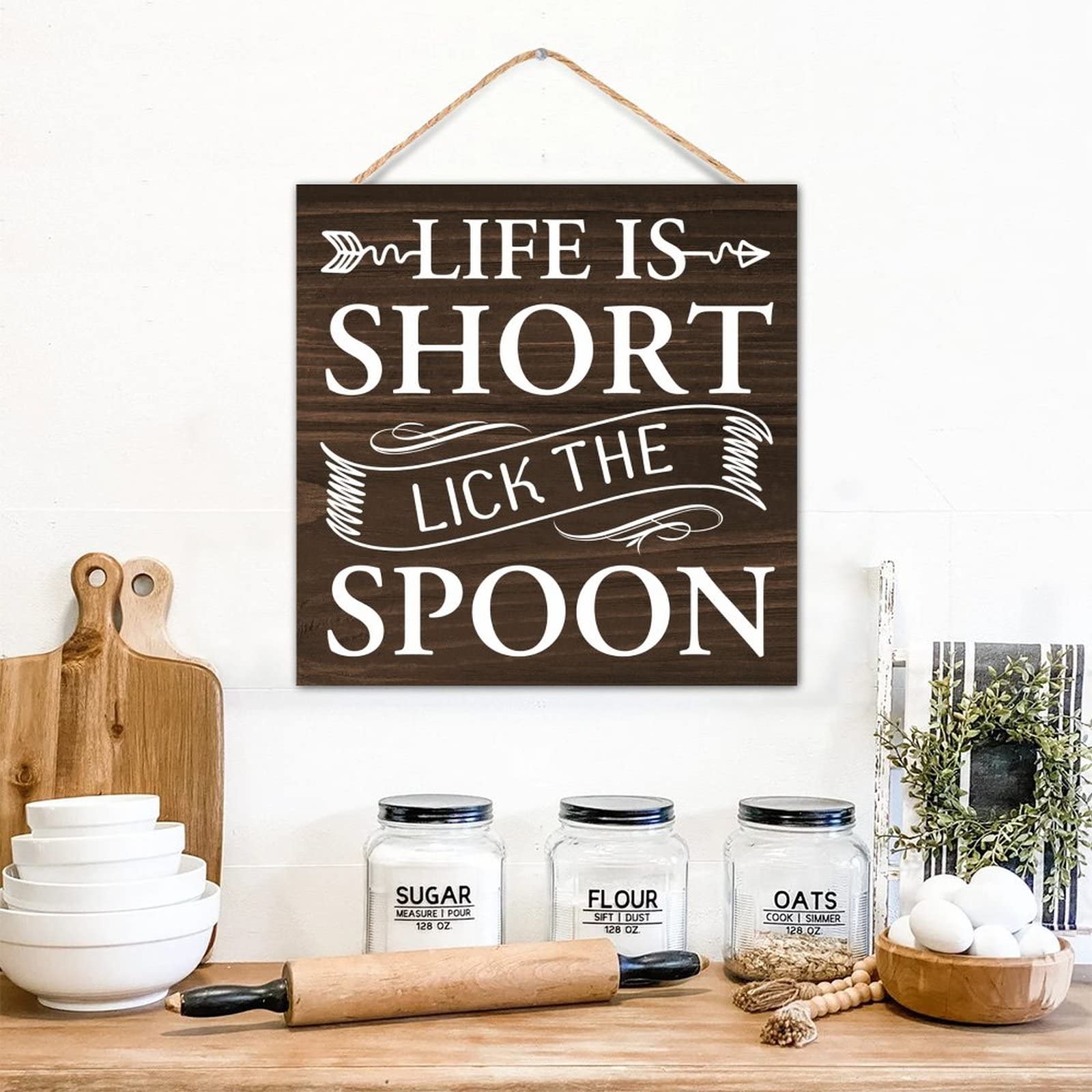 Panneau mural en bois mignon Life Is Short pour embellir votre foyer