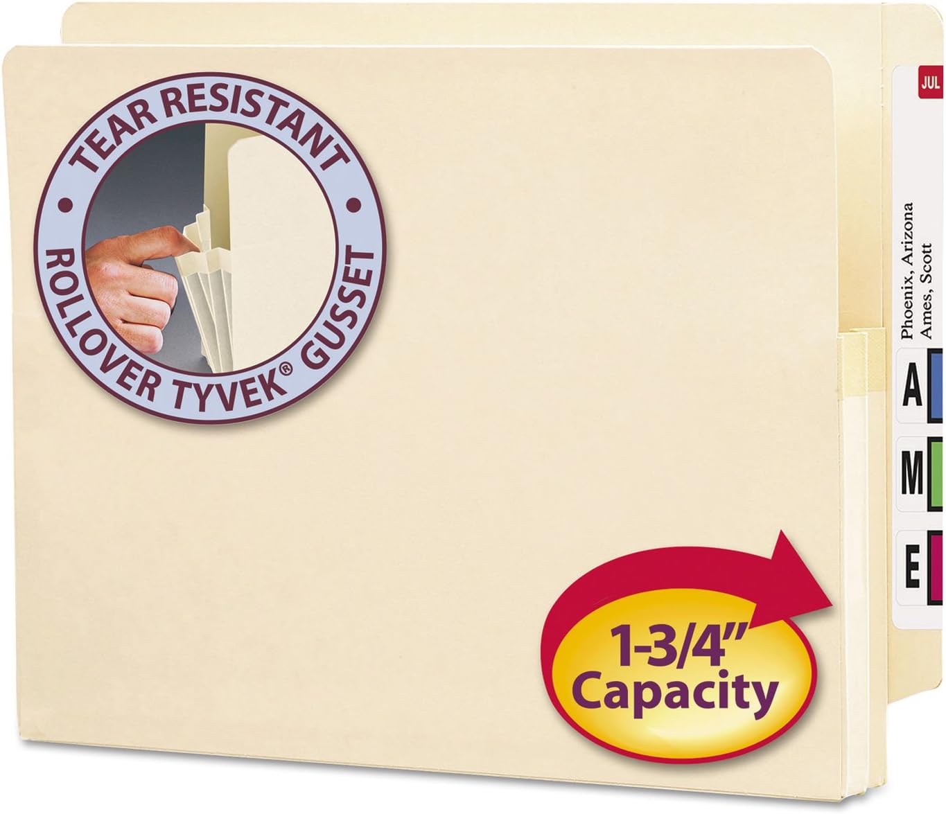 End Tab File Pocket, Reinforced Straight-Cut Tab, 1-3/4" Expansion, Letter Si... 386486751149 - View #4