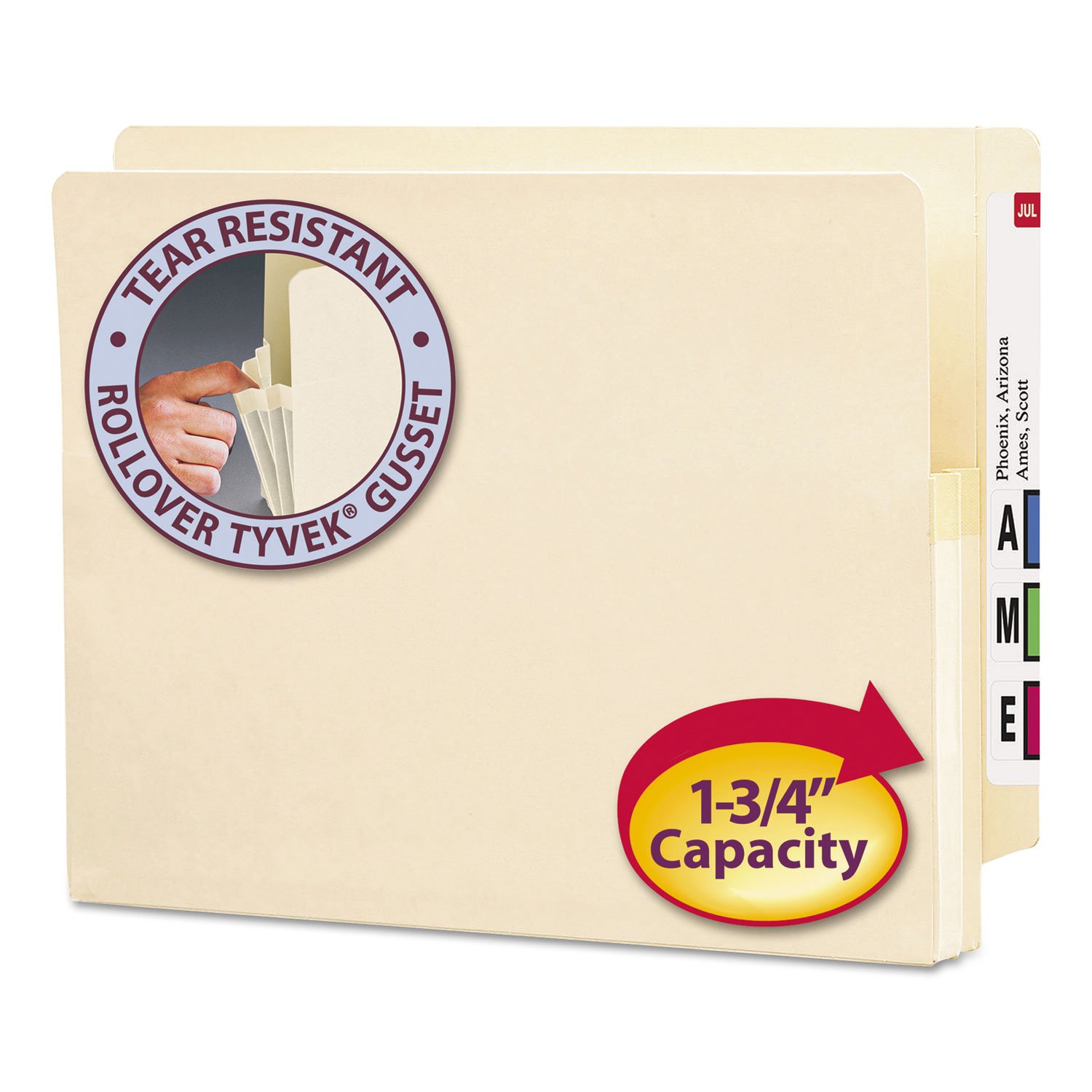 SMEAD - Borsetta porta file con taglio dritto, espansione 1-3/10,2 cm, formato lettera, Manila, 25 per scatola (75114)