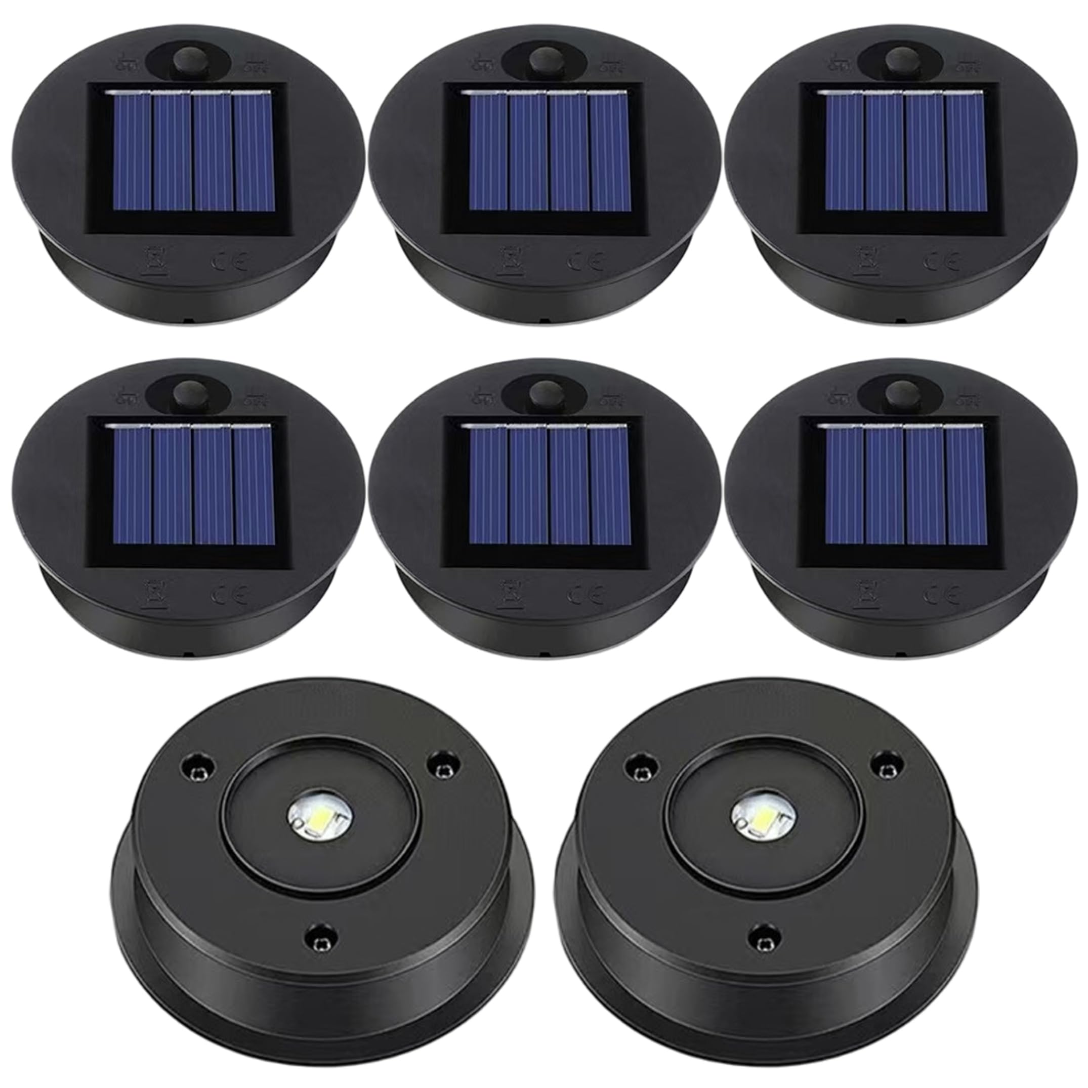 Solar Light Replacement Top, 8 Pcs Solar Lantern Replacement Top, Light Parts with Dual Mode Control, 2.76 Inch Lights for Lanterns Tops