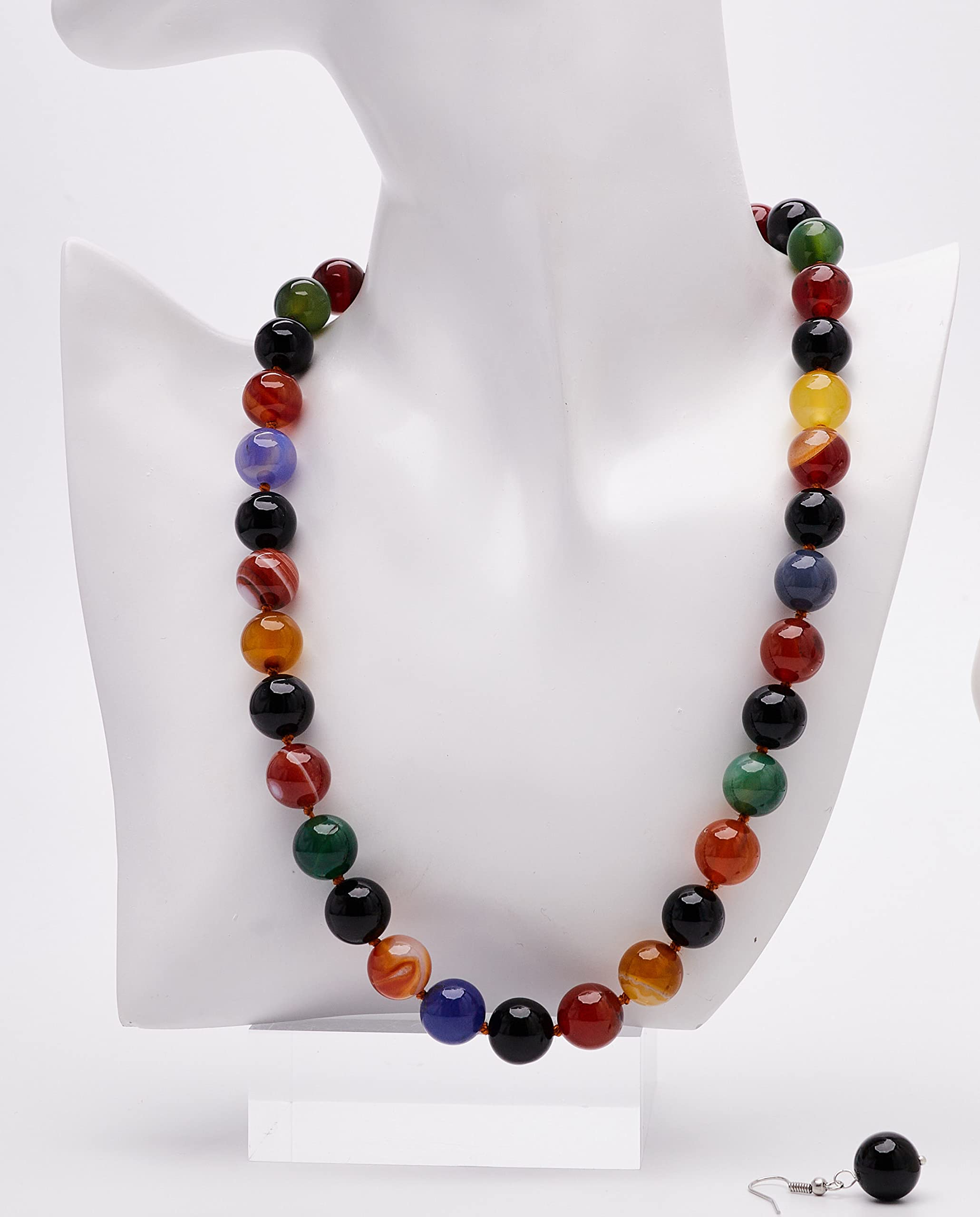 Treasure Bay Collar de cuentas de piedras preciosas naturales de 12 mm para mujer