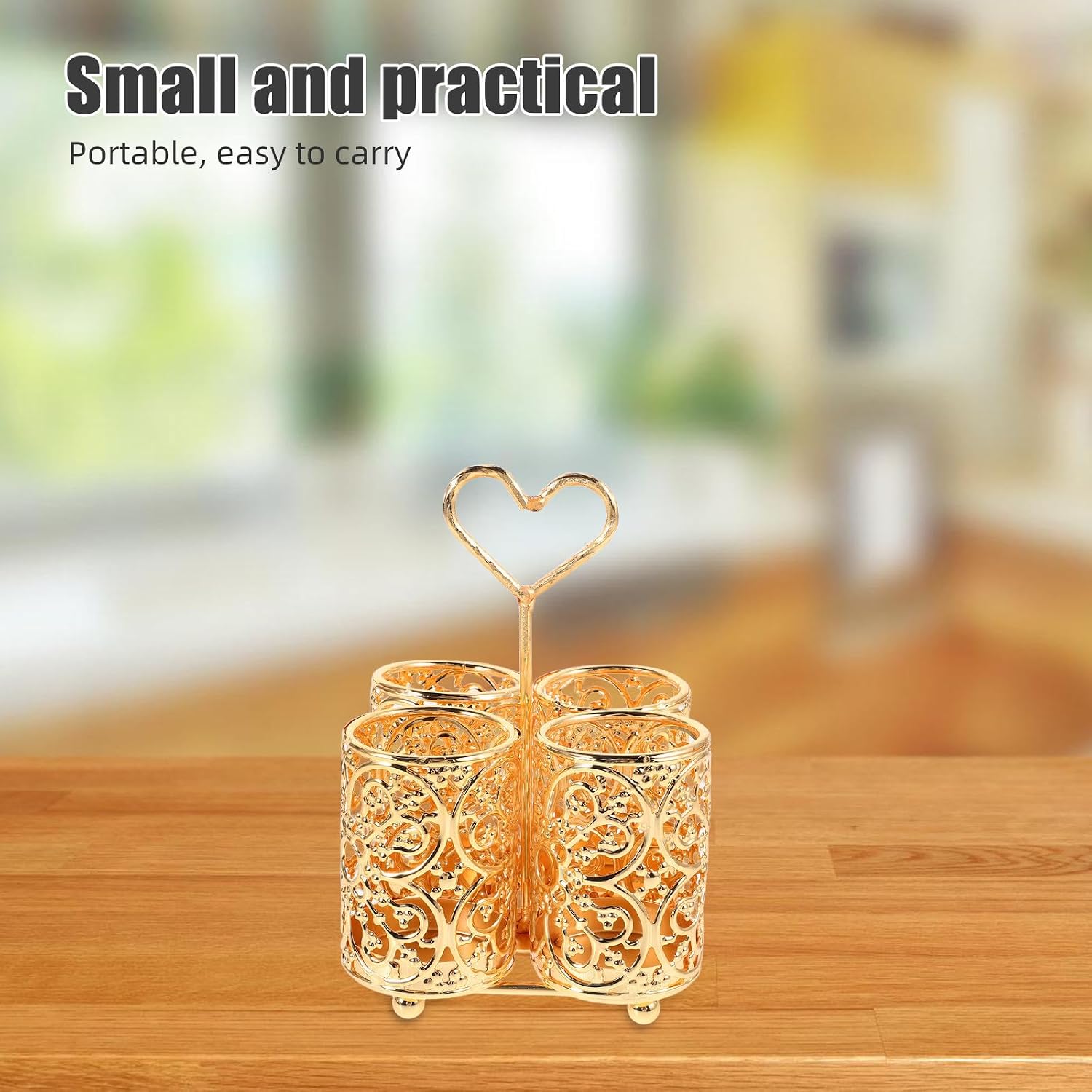 POPETPOP Golden Iron Chopsticks Holder with Drainage, Multi Compartment