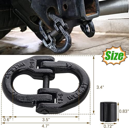 Miniatura 6 de Hammerlock - Conector de cadena de seguridad, 12 enlace de acoplamiento Hammerlock, enganche de remolque de cadena de seguridad Hammerlock, conector