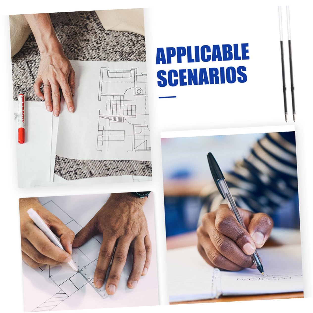 HOMSFOU 5 Series Recambios De Tinta Para Bolígrafos Papelería De Oficina Recambios Para Bolígrafos De Escritura Bolígrafos De Punta Fina Recambios Para Bolígrafos De 200 piezas*5