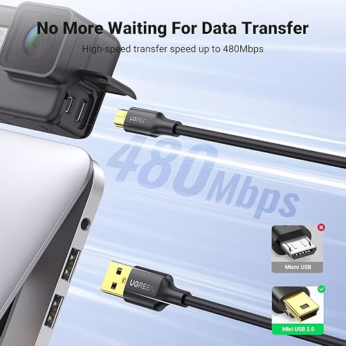 Miniatura 3 de UGREEN Mini cable USB de 3 pies mini cable USB 20 mini cable USB B mini cable cargador USB compatible con Garmin Nuvi GPS Nav cámara de salpicadero