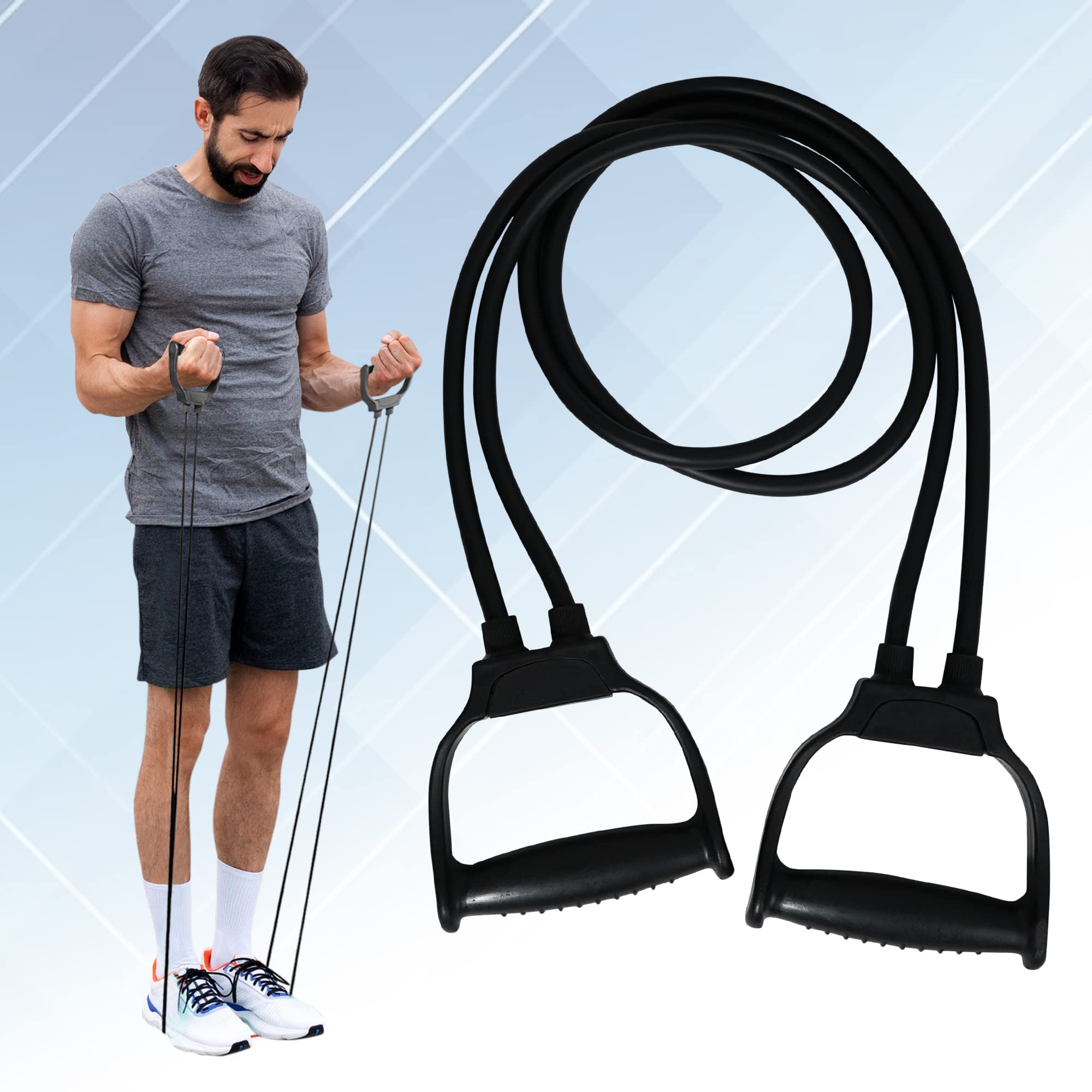 PROUT Double Toning Resistance Tube Pull Rope Elastic Rubber Exercise Band for Stretching, Workout, Home Gym and Toning with Heavy Quality D Shaped Handles (Black) (B0BWF89V6X) Amazon Price History, Amazon Price Tracker