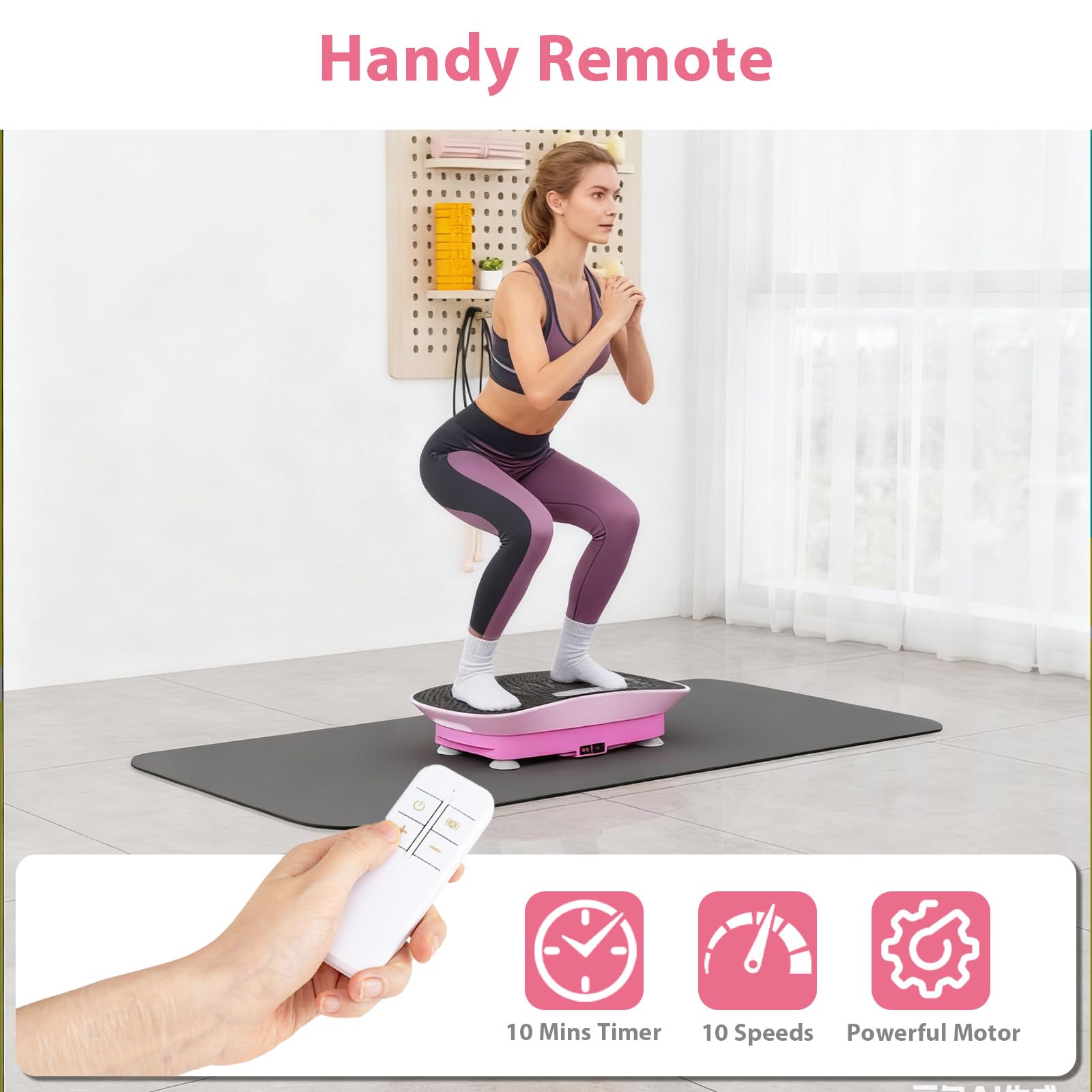DORTALA Máquina de ejercicio con placa de vibración, plataforma vibratoria de fitness con control remoto, 10 velocidades, pantalla LED, tablero de máquina agitadora de entrenamiento de cuerpo completo