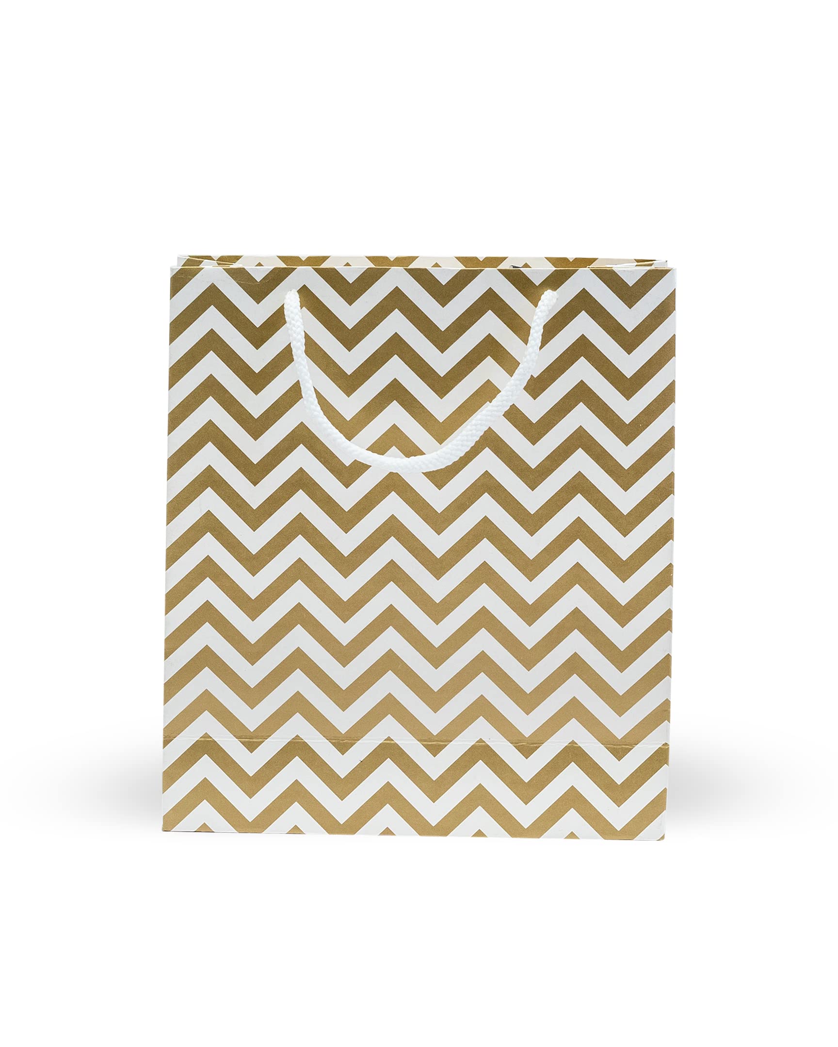 Riha Bags: White & Gold Printed Gift Paper Carry Bag -Small (9 * 8 * 3Inches) (Pack of 10) (Zig Zag) (B0C391HZDQ) Amazon Price History, Amazon Price Tracker
