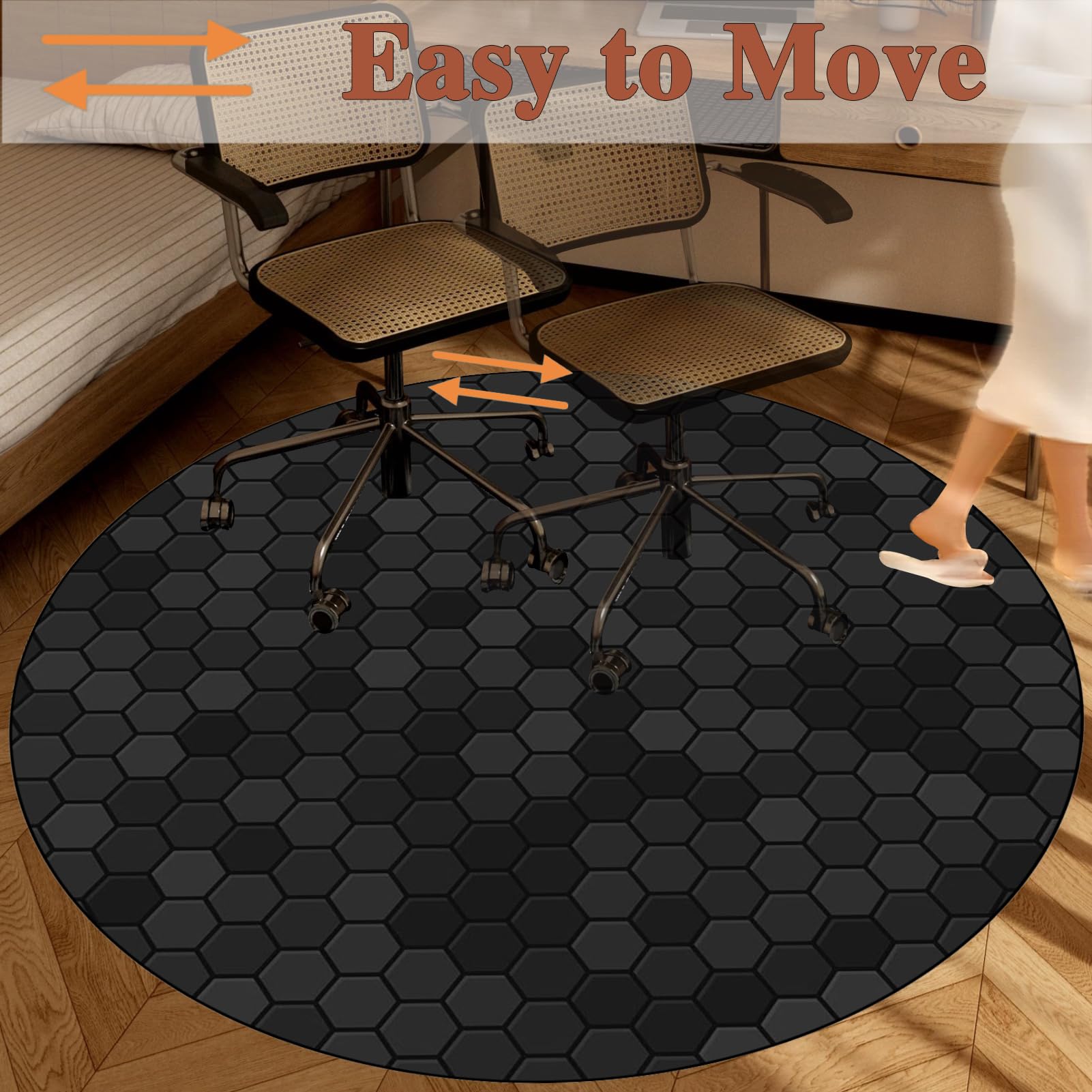 Alfombra Silla Gaming, Redondo Alfombrilla de Protección para Suelos Duros 130 cm, Protector Suelo Silla Ruedas, Alfombrilla Protectora para Silla de Oficina, Alfombra Multiusos para el hogar