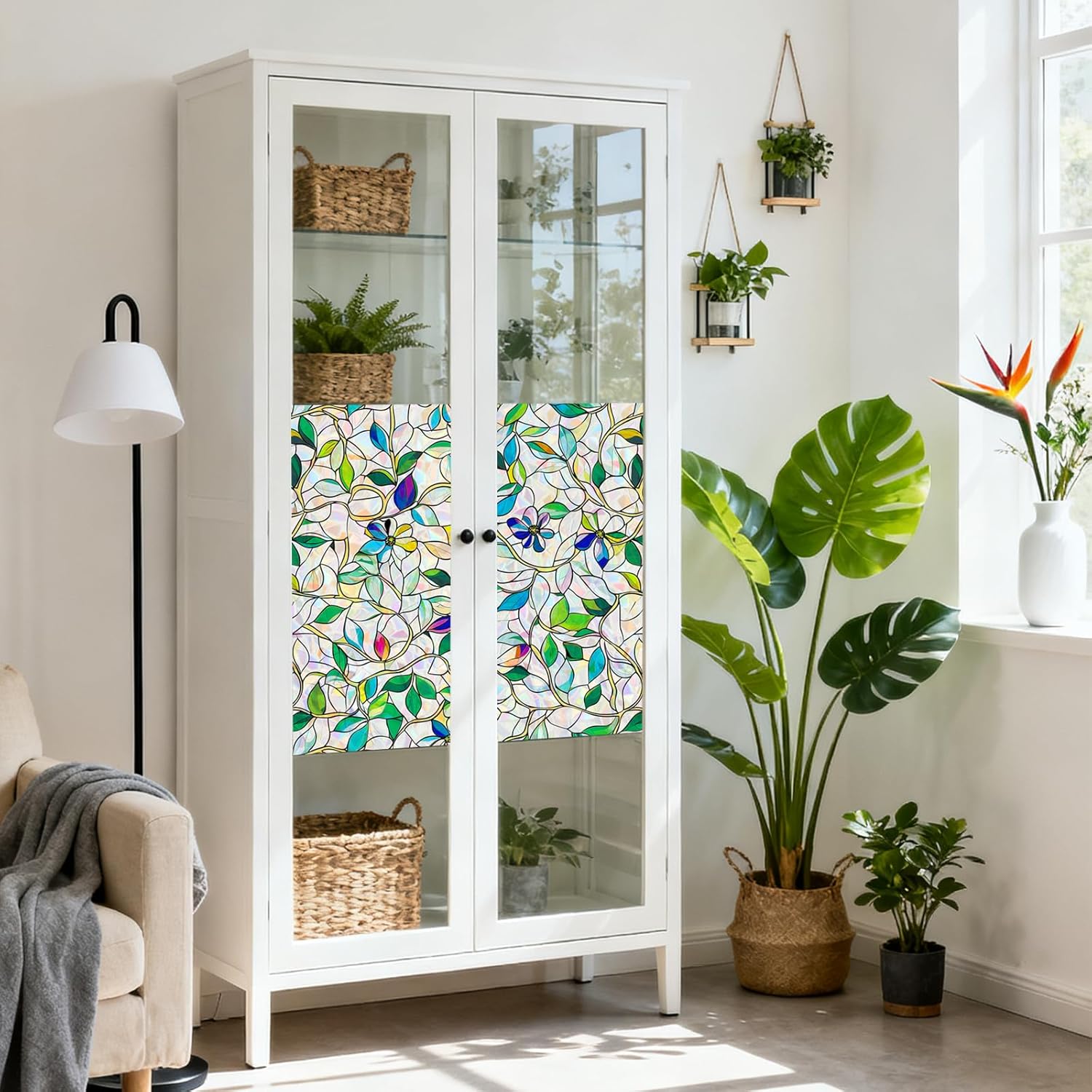 SOMWISE Rainbow Window Privacy Film,Heat Control,UV Blocking,Anti-Glare,Day & Night Privacy Protection & Decoration for Home, Bathroom,Glass Door,Static Cling,Renter-Friendly with Installation Tools