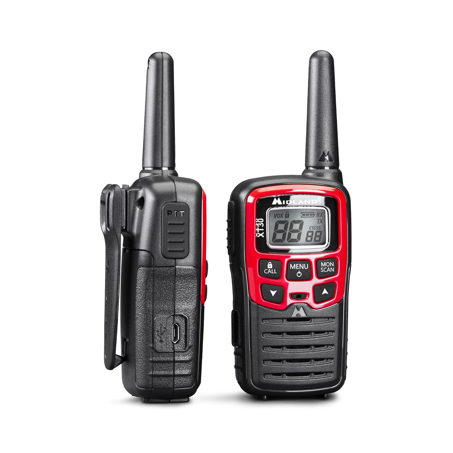 Midland - Kit Outdoor Emergenza EK35, 2 Walkie Talkie XT30 con Portata 6Km Senza Licenza, Power Bank 2600mAh con Ricarica USB, Torcia LED, 4 Coperte Termiche, Segnale Morse SOS, Batterie Ricaricabili