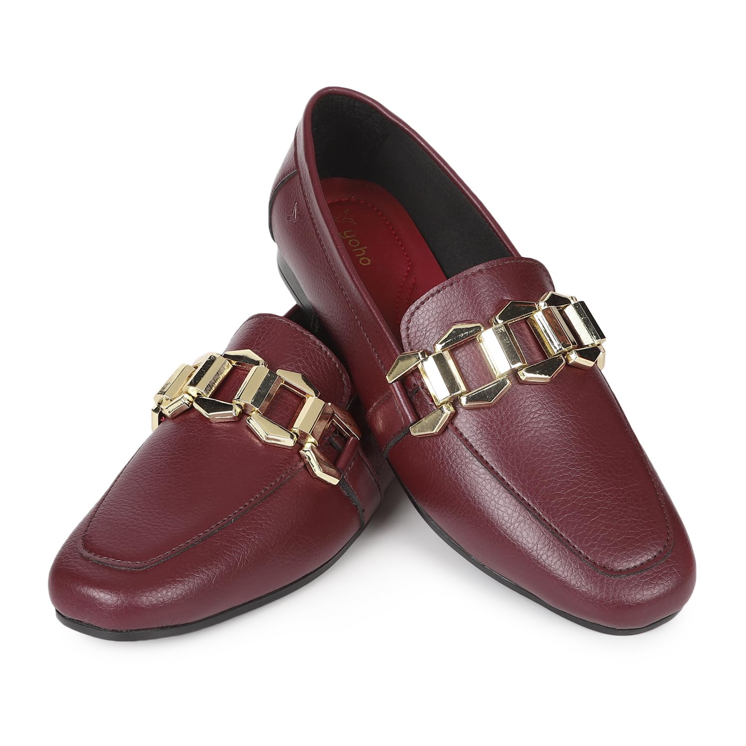 YOHO Bliss Comfortable Slip On Formal Buckle Loafer for Women | Stylish Fashion Moccasins Range| Cushioned Footbed Finish | Flexible | All-Purpose Office Wear Shoe