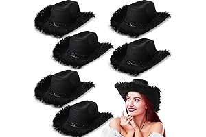 6 Pcs Black Feather Cowgirl Hat for Women Bachelorette Party