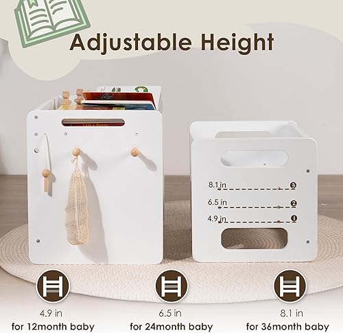 Miniatura 2 de Montessori - Juego de mesa y silla de destete  Diseño ajustable para niños pequeños, ideal para la hora de comer, aprender y jugar, color blanco