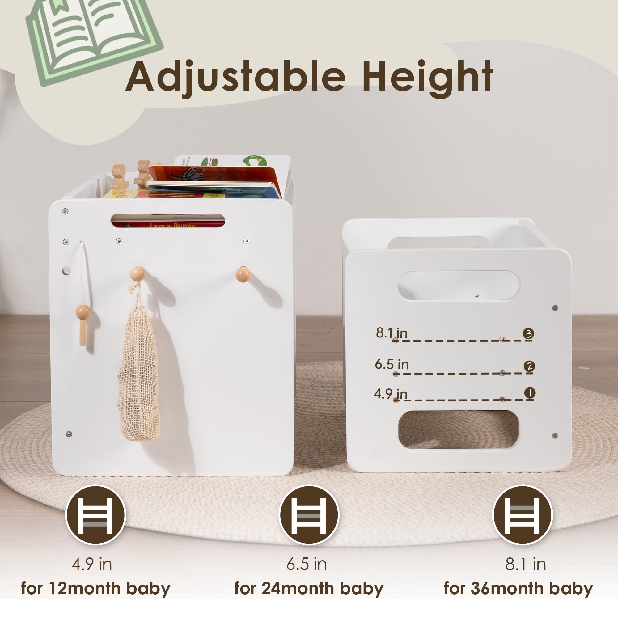 bpmfkid Montessori Weaning Table and Chair Set - Adjustable Design for Toddlers, Ideal for Mealtime, Learning, and Play?White