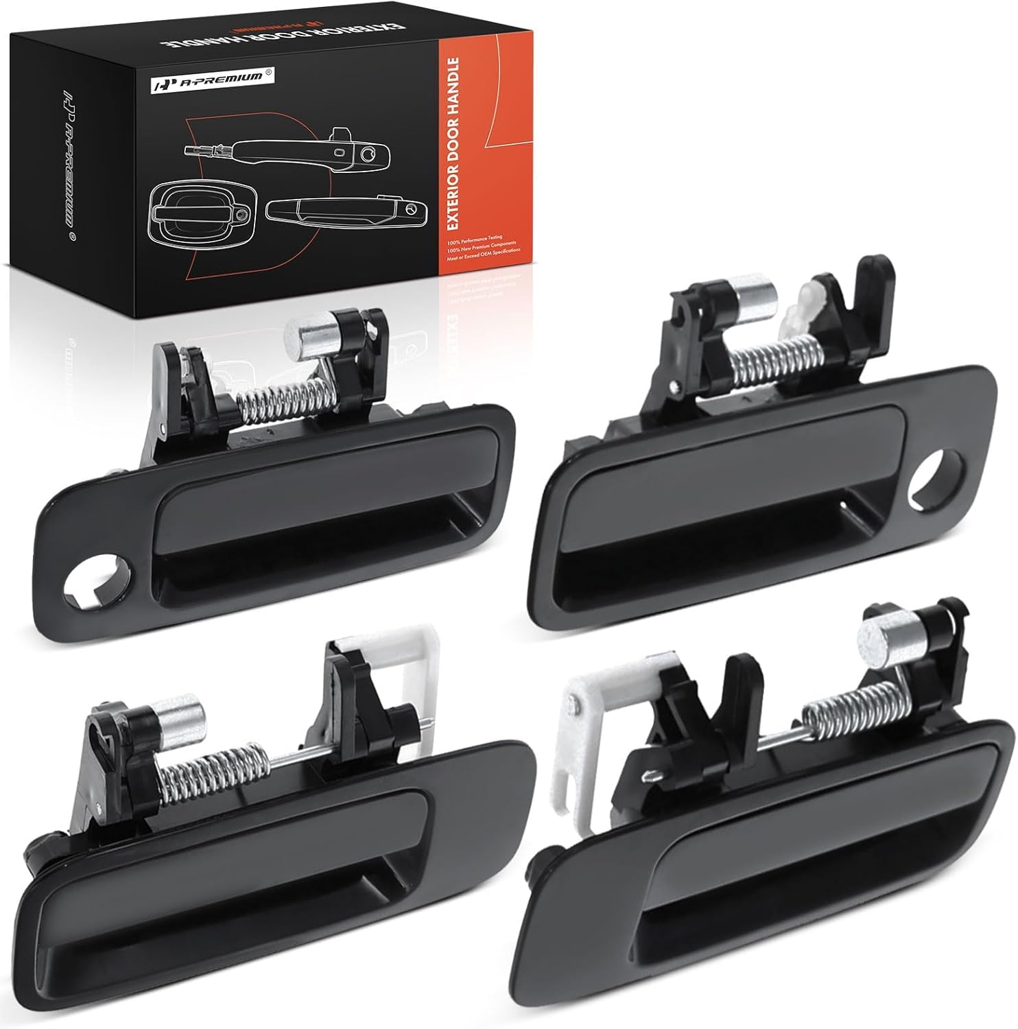 A-Premium Outside Exterior Door Handles Compatible with Toyota Camry 1997 1998 1999 2000 2001, Smooth Black, 4-PC Set, Front & Rear Driver and Passenger Side