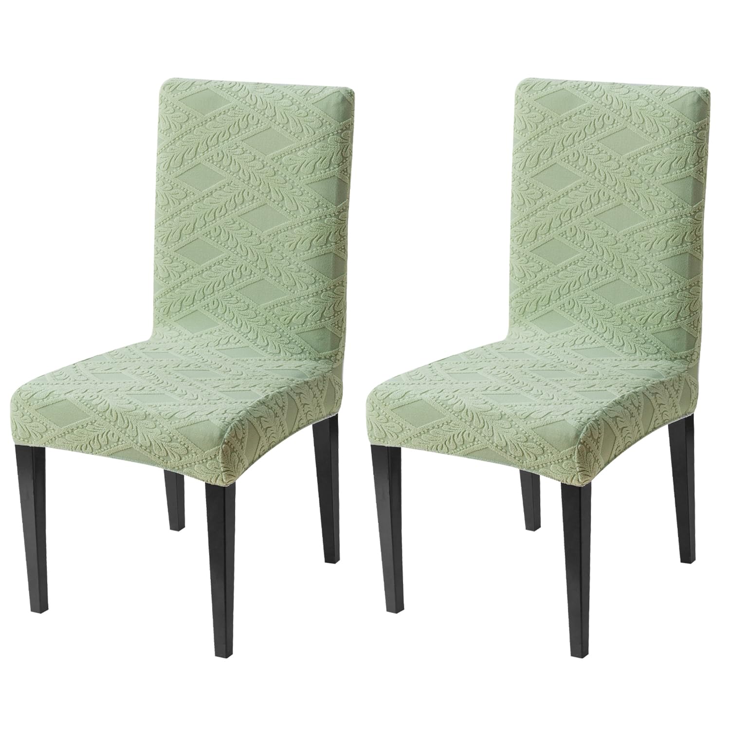 Stretchable Chair Covers - Green Jacquard Dining Covers -15