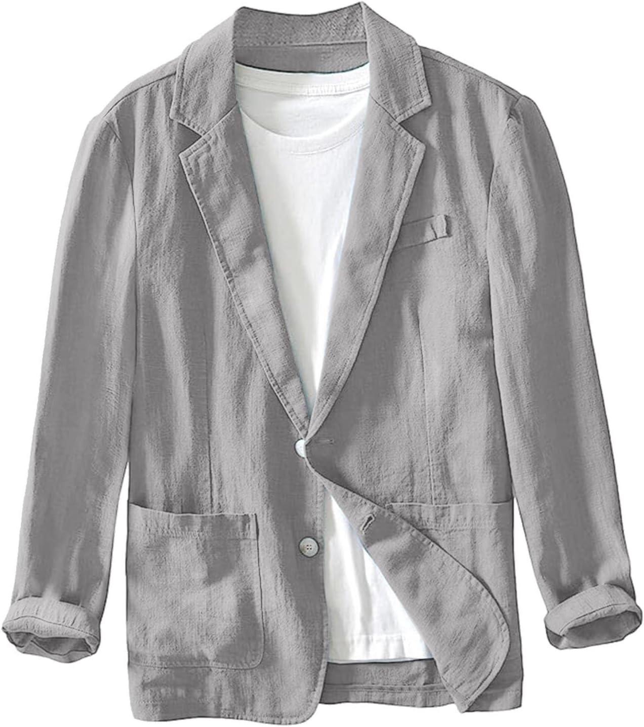 Mens Business Casual Jackets Lightweight Mens Loose Linen Cotton Blazers Lapel Collar Button Down Suit Blazer