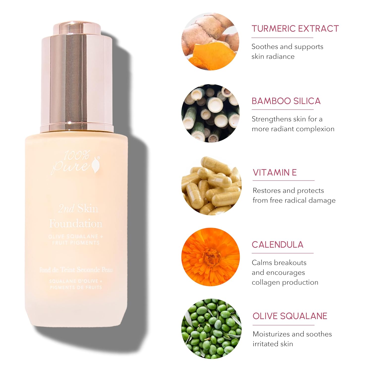 100% PURE 2nd Skin Lightweight Serum Foundation Anti-Aging Face Makeup - Blendable Coverage Liquid Hydration Boost for Soft Plumped Up Glow, Vegan Shade 1 (Neutral w/Yellow Undertone) - 1.18 Fl Oz - Image 3