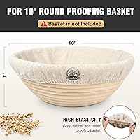 Vista 5 de WALFOS Paño de revestimiento para cesta de pan, 6 paquetes de 10 pulgadas de tela redonda a prueba de pan, cubierta de cesta de masa para hornear