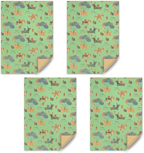 Miniatura 3 de Apol Papel de regalo de feliz cumpleaños para perro papel de regalo de cachorro verde 4 hojas plegadas papel de regalo de estraza para niños niñas