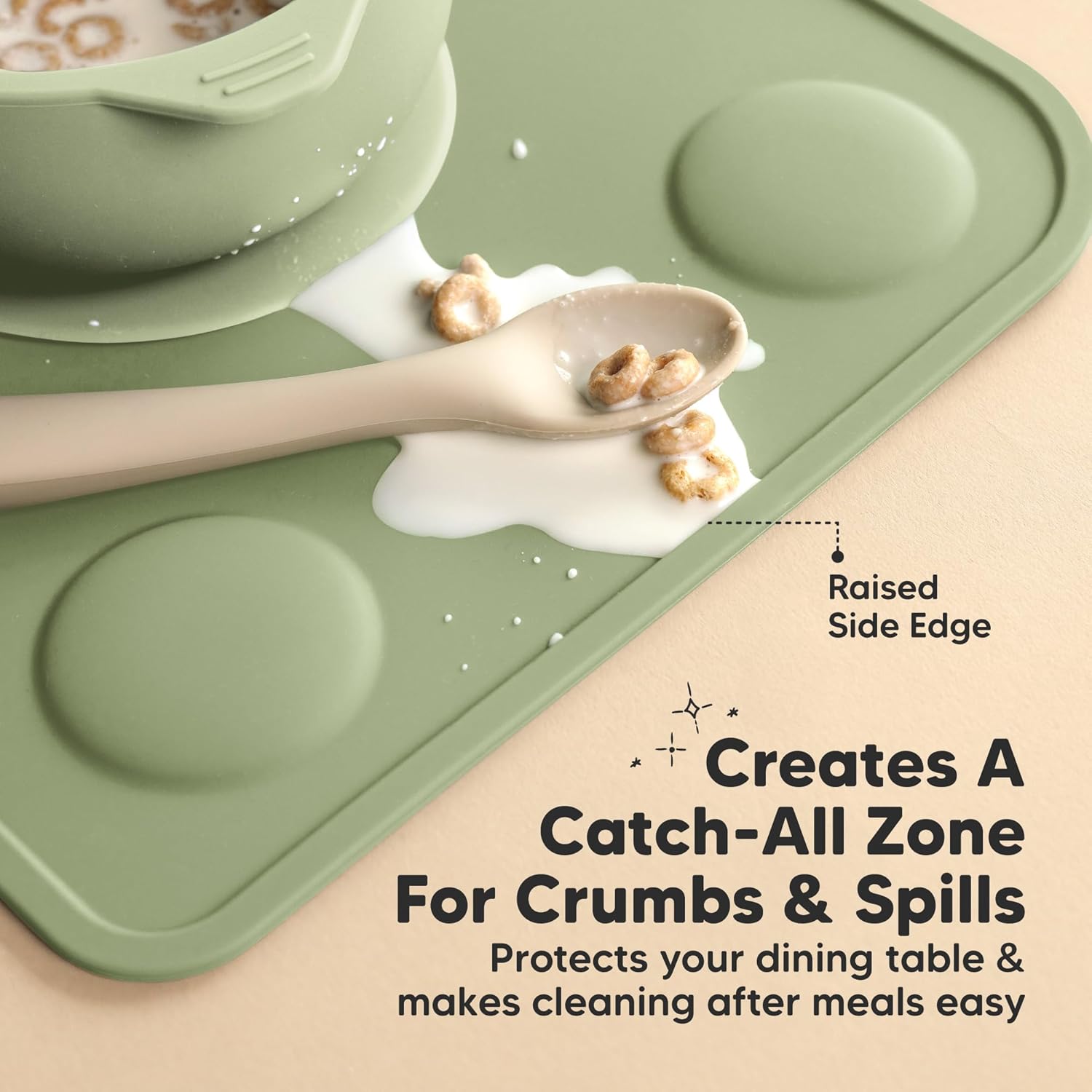 Keababies 2-Pack Silicone Placemats for Toddlers and 12-Pack Baby Food Containers - Non Slip Placemat for Kids, Easy-to-Clean Baby Mat - 4 oz Leak-Proof, Microwavable, Food Storage Container