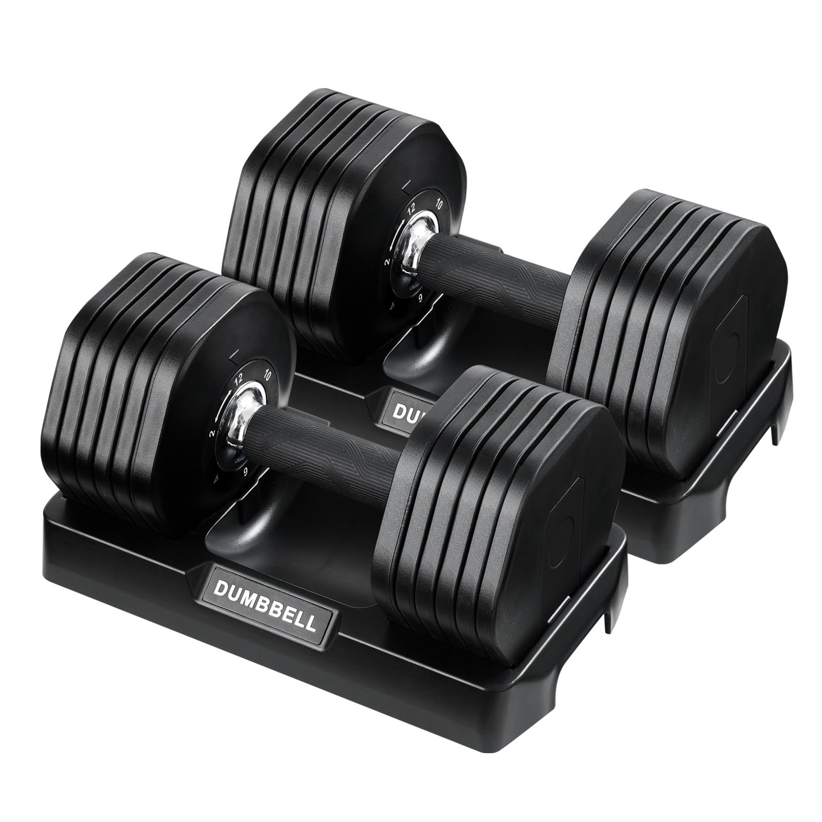 BSTSEL Adjustable Dumbbells Set Single 12kg, Pair 24kg, Muscle Building, Strength Training, Adjustable Weights for Home Gym, Space Saving 6 in 1, Safety Locking Mechanism (Pair 24kg Black)