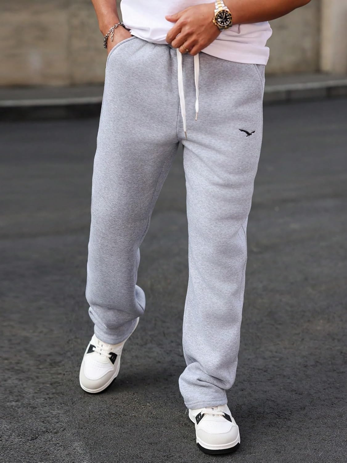 Jogger Sweatpants for Men Wide Leg Front Tie Pocket Printed Casual Cargo Joggers Pants with Pockets - Image 7