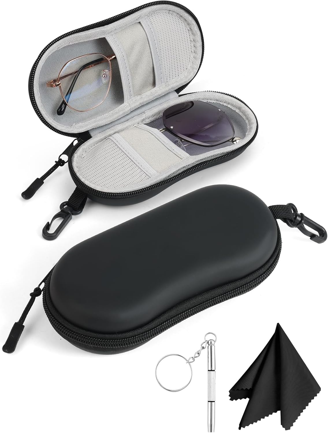 Double Glasses Case Hard EVA Shell PU Leather Sunglasses Case