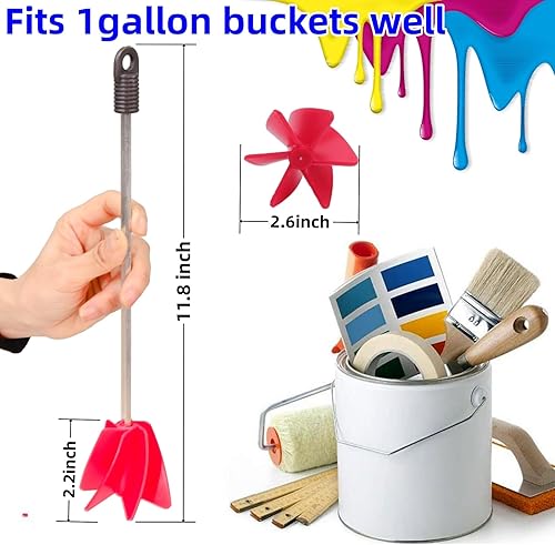 Miniatura 7 de Agitador de pintura de 11.8 pulgadas para taladro, accesorio mezclador de taladro, mezclador de epoxi, mezclador de pintura para taladro, mezclador