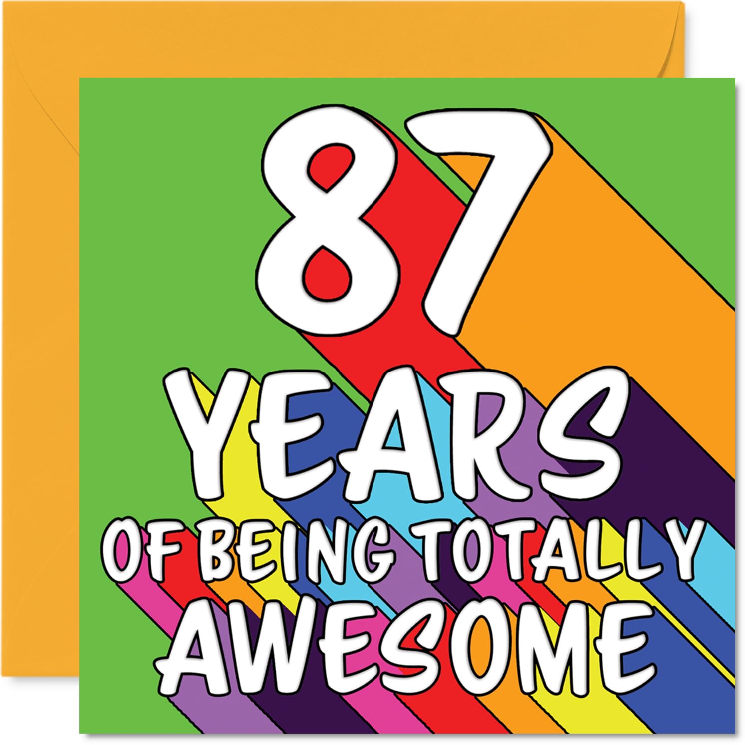 87th Birthday Cards for Women Men - Rainbow Awesome - Happy Birthday Card for 87 Year Old Woman Man Nan Nanny Grandma Dad, 145mm Bday Greeting Cards