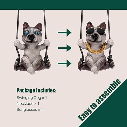 Miniatura 6 de Floruit Siberian Husky - Accesorios para colgar en el espejo del automóvil, accesorios para espejo retrovisor de perro oscilante, accesorios para