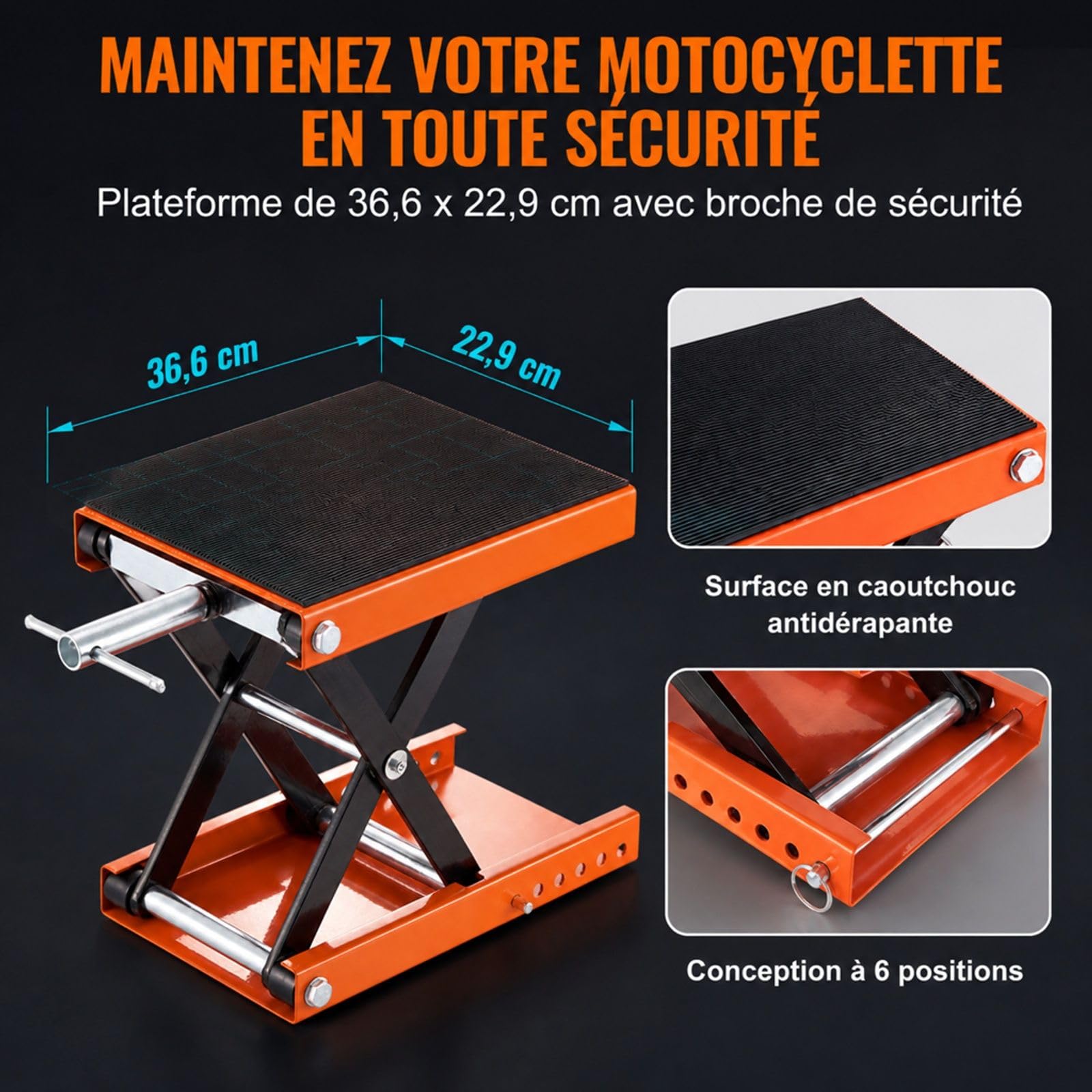 Cric de Moto hydraulique à Ciseaux, Pont élévateur Moto avec Plateforme et poignée pour Entretien de Moto, Quad et ATV en Atelier