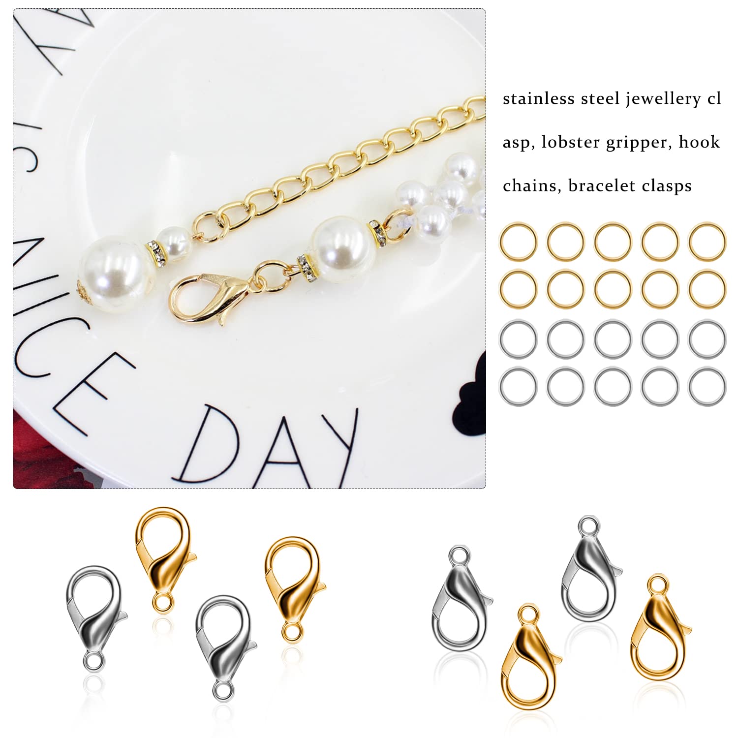 6 Chiusure Magnetiche A Forma Di Aragosta Per Gioielli - Oro E Argento - Foto 5