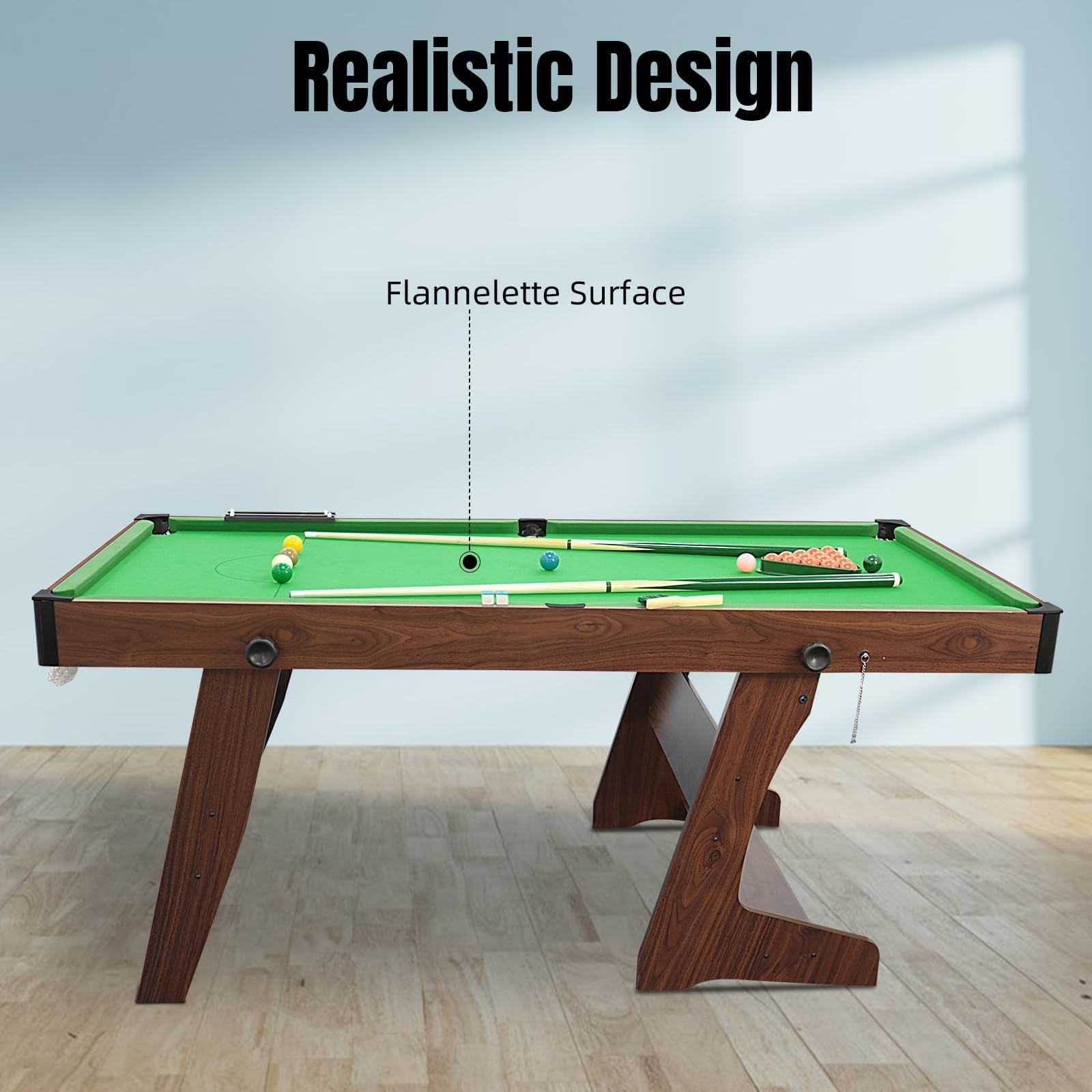 HLC Pool-Billardtische Billardtisch Klappbar mit Kompletten Zubehör 183 * 91.5 * 79 cm DREI Farben, für Ihre Familie und ihre Kinder, grün