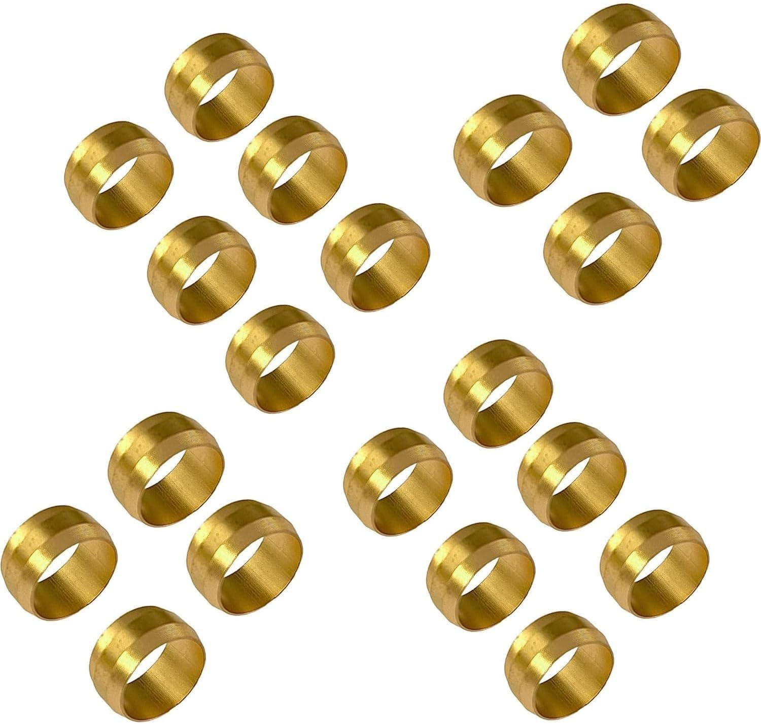 Fbbevwbk Gold 20Pcs Compression Olives Copper, 15Mm Tube Od, Copper Compression Fittings For Water/Gas Lines, Hvac Systems