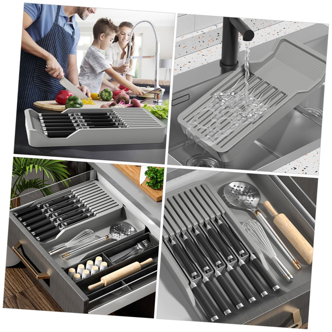 VALICLUD Organizador de de Cocina Gris Soporte de Escritorio Multifuncional de Resistente con Separadores para Protección de Fácil Limpieza y Orden Encimeras