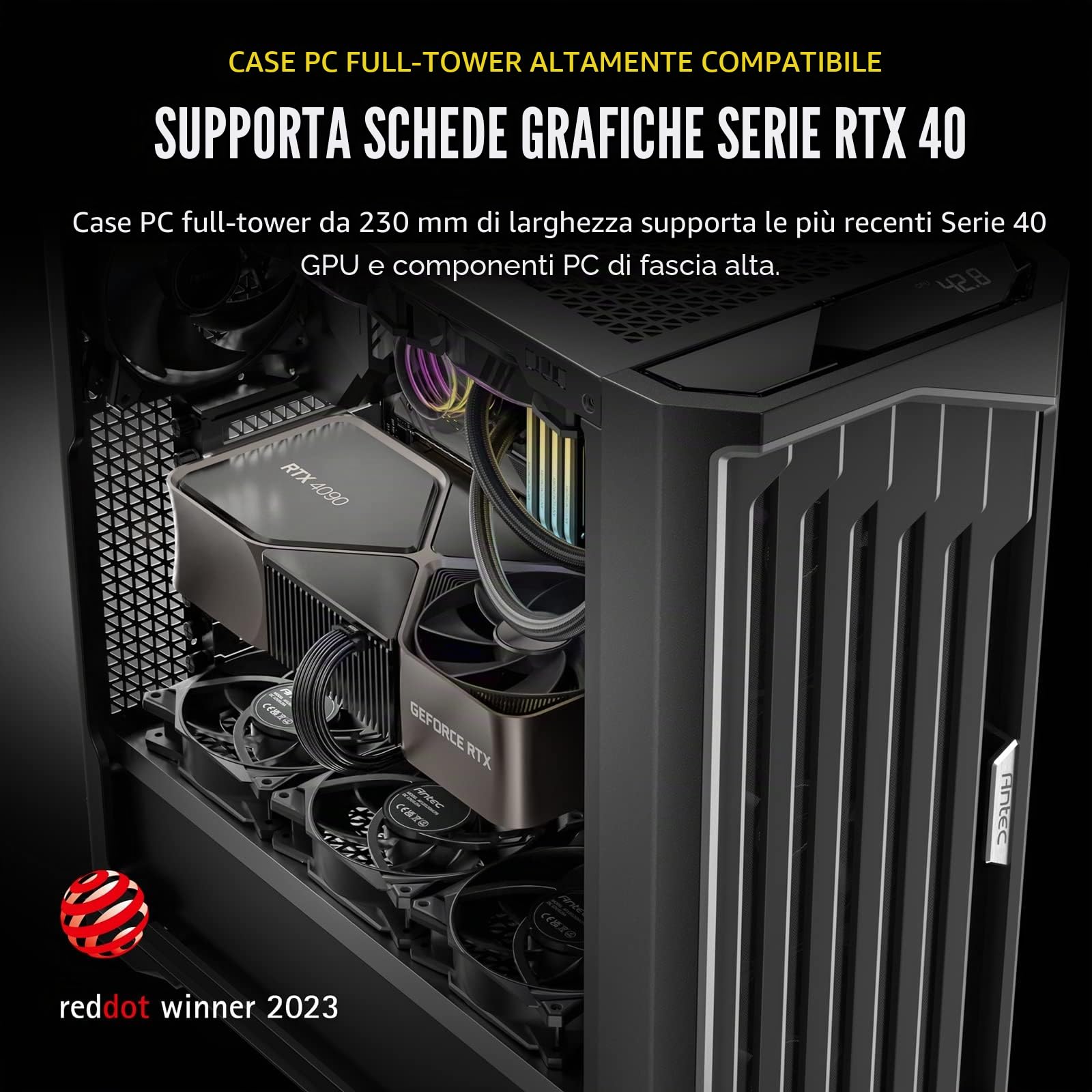 Antec Boitier Grand Tour E-ATX Performance 1 FT con pannelli in vetro (Nero)