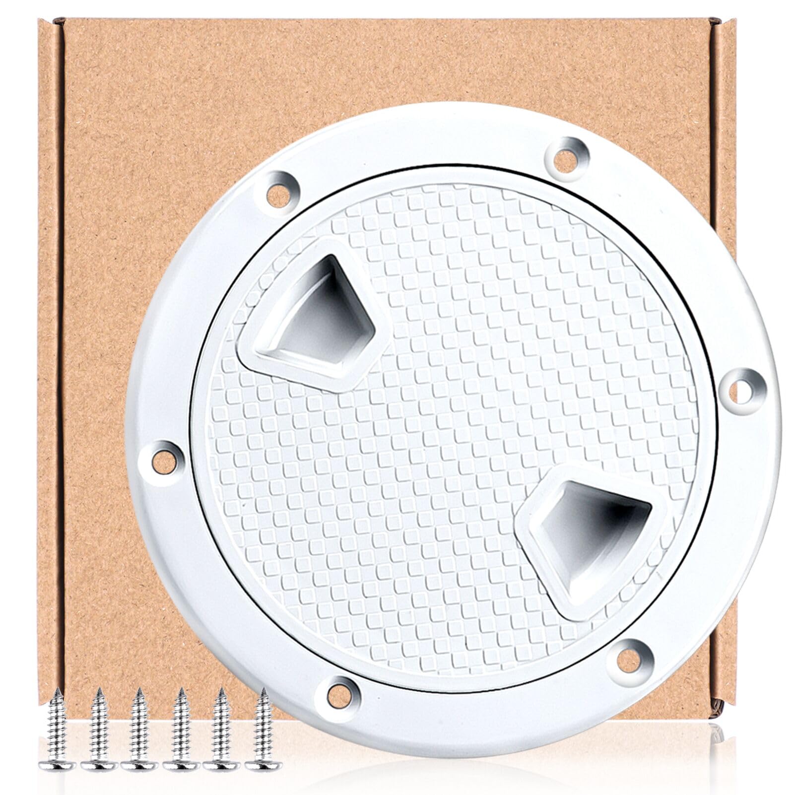 Smartmarine Boat Hatch White 4" 6" 8" Round Non Slip Inspection Hatch w/Detachable Cover for Marine Boat Yacht (4 inch)