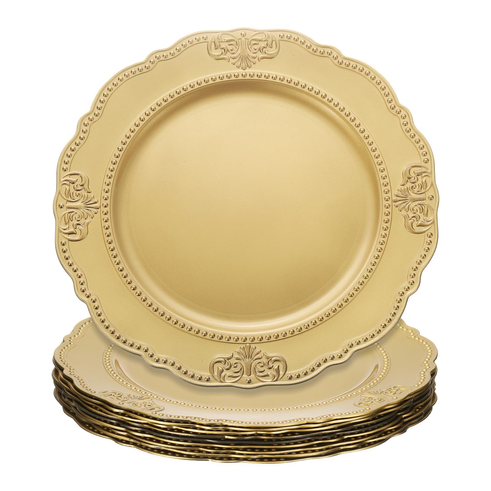 uxcell Lot de 6 assiettes rondes en plastique de 33 cm pour table de mariage, fête, événement, décoration de table