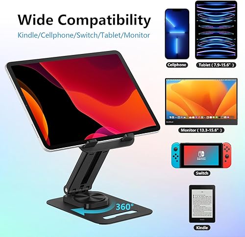 Miniatura 6 de PEPPER JOBS Soporte para tableta sólido y resistente, doble tubo plegable para iPad Pro, soporte universal para tableta, soporte para monitor