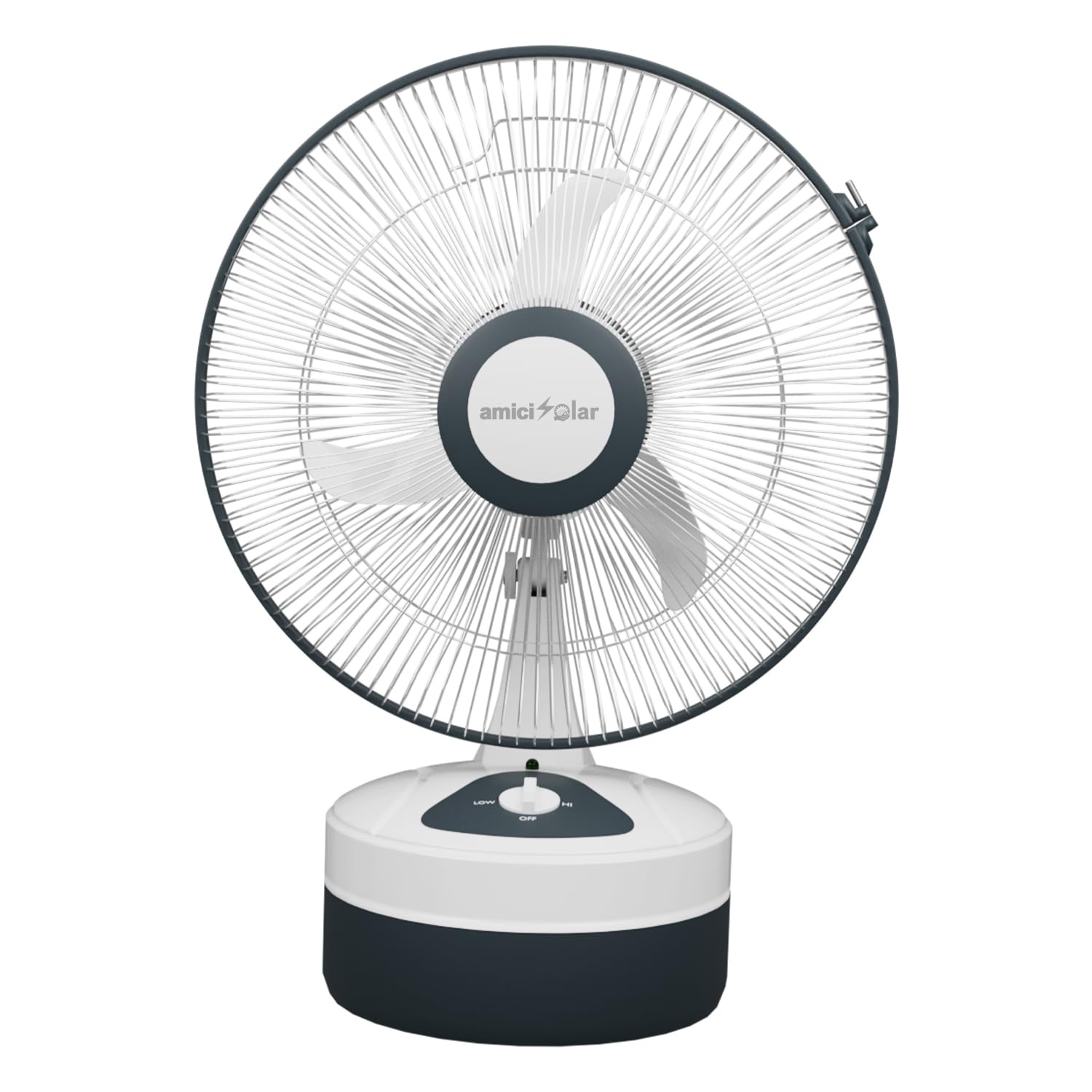 amiciSolar 12-Inch Rechargeable Table Fan – Portable 3-Speed AC/DC Fan with 14-Hour Battery Backup, Silent Operation, and Table Mount​-picture-10