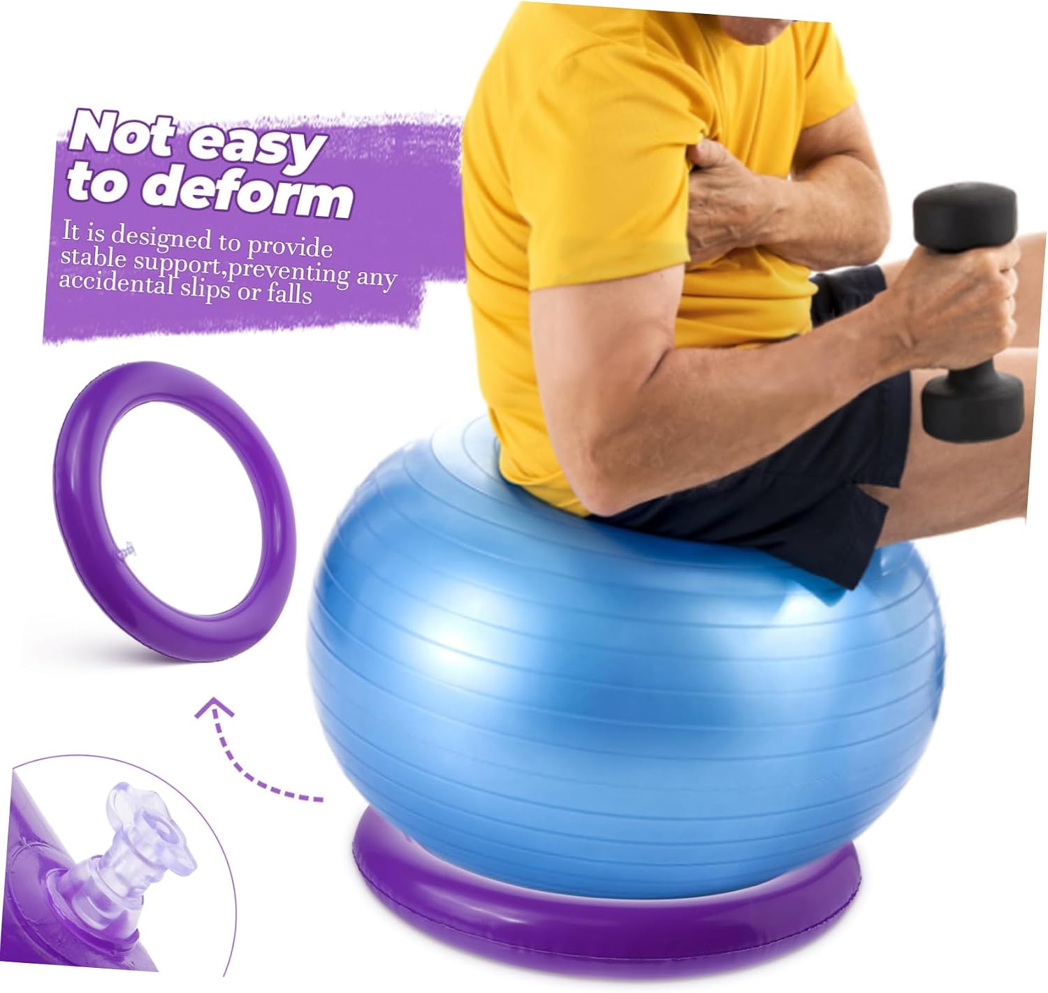 Toyvian Inflatable Yoga Ball Base Stability Ball Ring Holder for Exercise Support Fixed Ring Floor Stand Round Yoga Stand for Home Workout and Training 16.53 inch