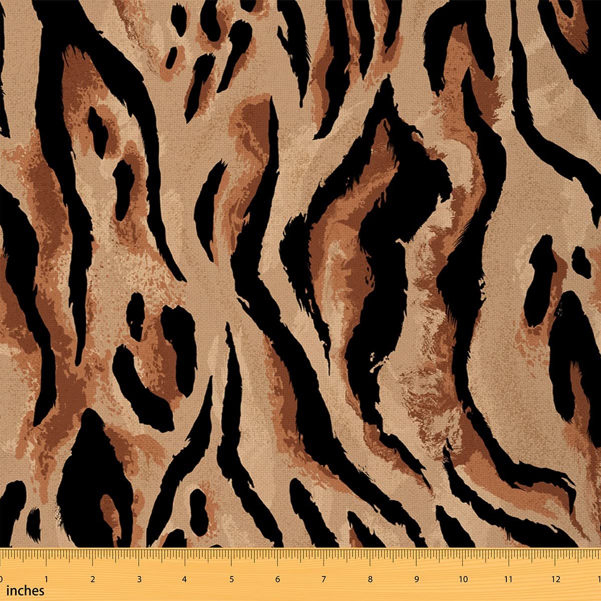 Tiger Skin Fabric by The Yard Brown Black Wild Animal Skin Print Fabric for Kids Teens Adults Western Jungle Style Fabric for DIY Outdoor Indoor Furnishing Hobby 2 Yards