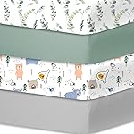 Bimocosy Crib Sheets 4 Pack, Baby Crib Sheets Fitted for Boys and Girls Breathable & Snug Fit, Soft Toddler Bed Sheets for Standard Crib Mattress Nursery Daycare Essentials, Bear Cub