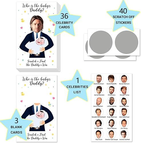 Miniatura 2 de 40 juegos lindos para baby shower, tarjetas de sorteo de boletos de lotería, decoraciones, quién es el papá del bebé, 40 tarjetas