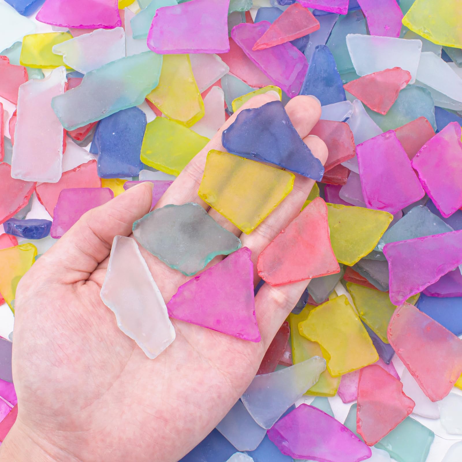 Keedolla Flat Beach Sea Glass Mixed Colors for Crafts Bulk 15 Oz, Tumbled Seaglass Pieces Decor Flat Frosted for Vase Filler|Beach Weddings|Home Decor - Multicolor
