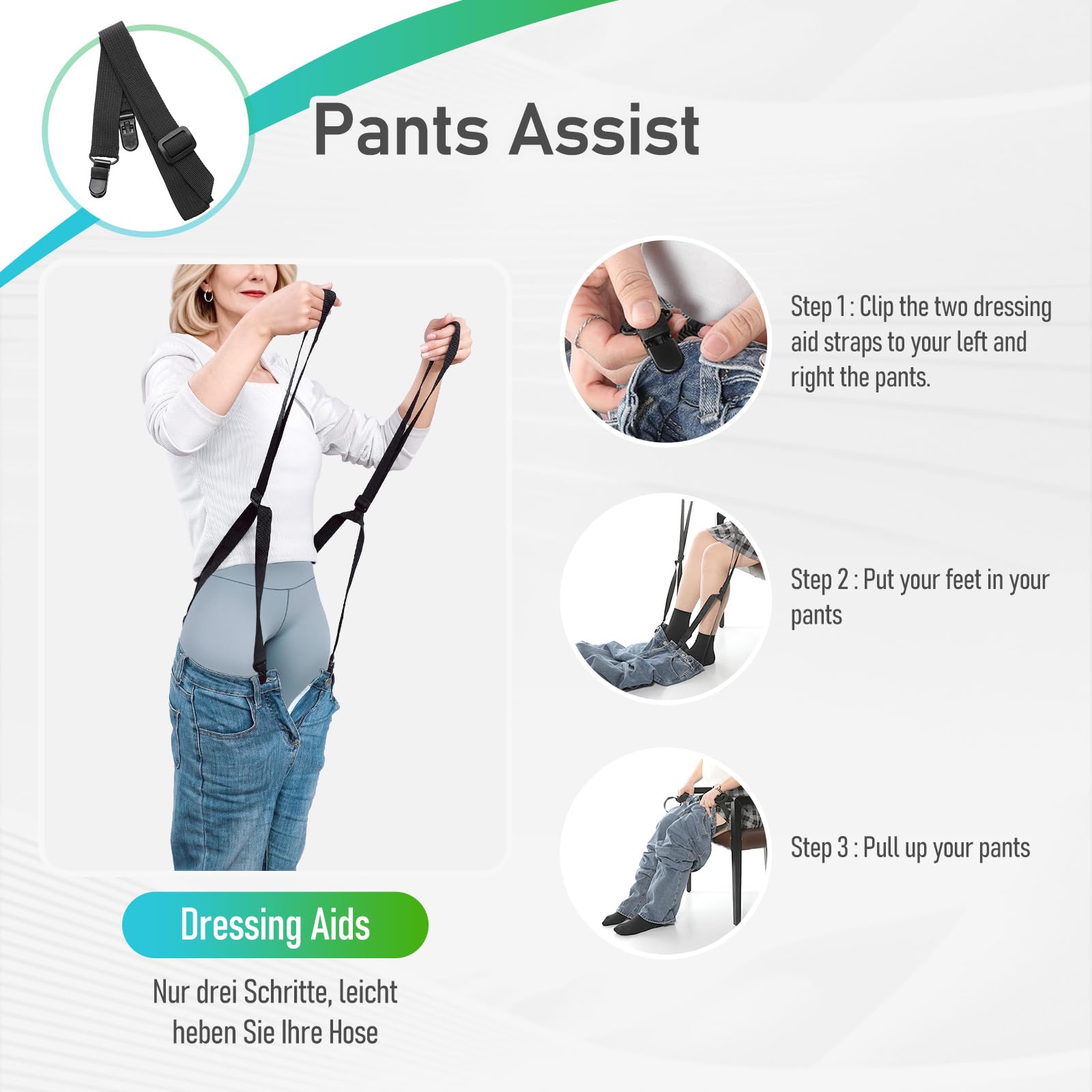 Kit Infila Calze per Anziani, Aiuta a Indossa Calzini, Scarpe e Pantaloni - Indossare Le Calza Calze per Anziani, isabili O Le Persone A Mobilità Ridotta Senza Chinarsi