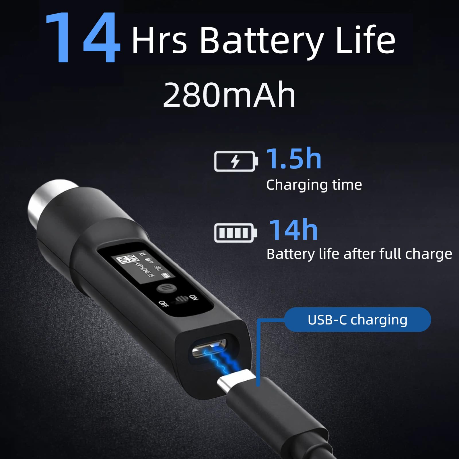 Ricevitore Bluetooth XLR wireless, adattatore audio XLR per altoparlanti PA e mixer audio, suono live e streaming, display di stato, batteria 14H, portata 30,5 m, ricarica USB-C (singolo)