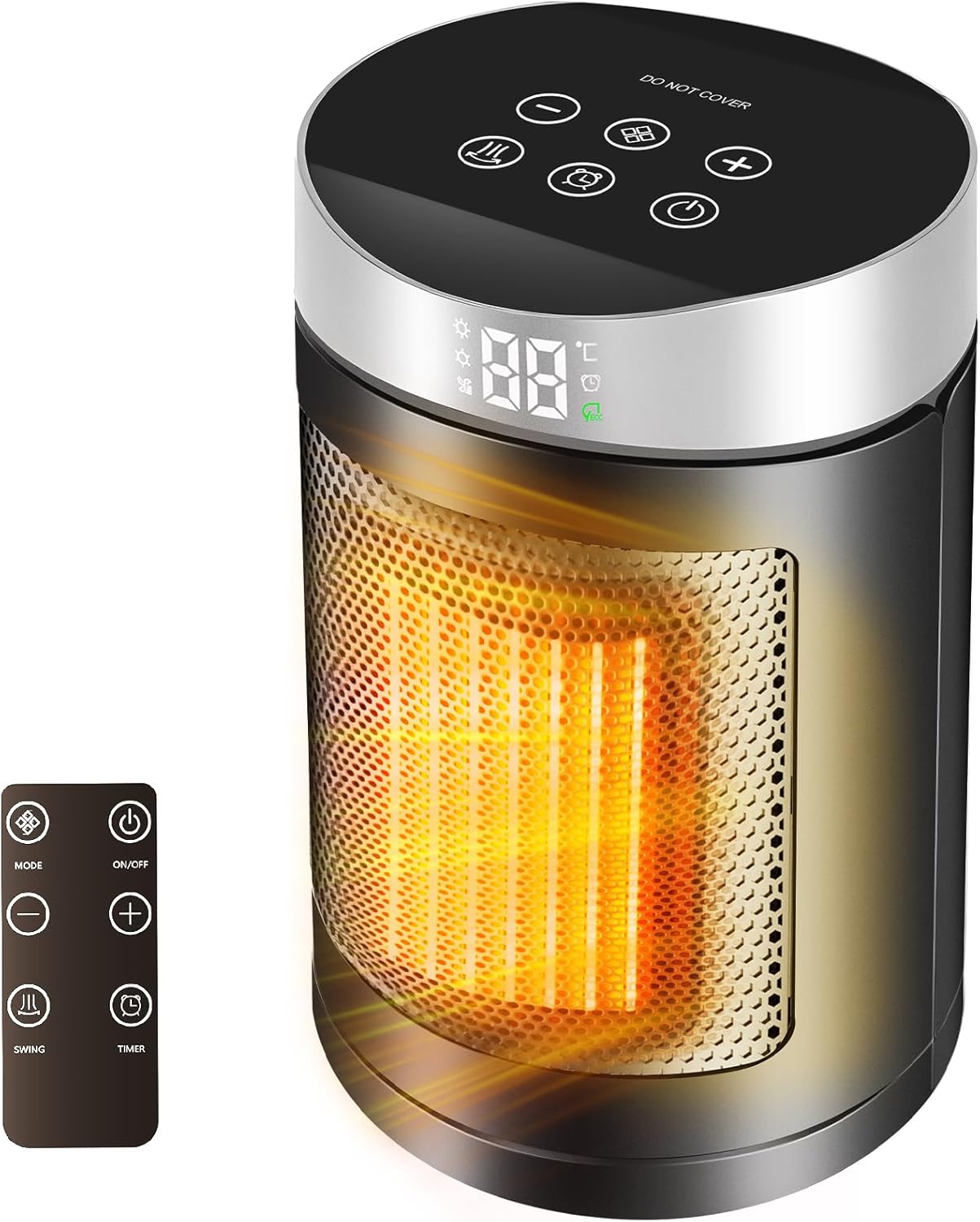 Calefactor Eléctrico Portátil Cerámico PTC 1500W con Termostato y Control Remoto